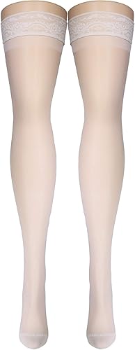 Miniatura 46 de Truform Medias de compresión transparentes, 15-20 mmHg, longitud alta hasta el muslo para mujer, 20 denier, beige, XL