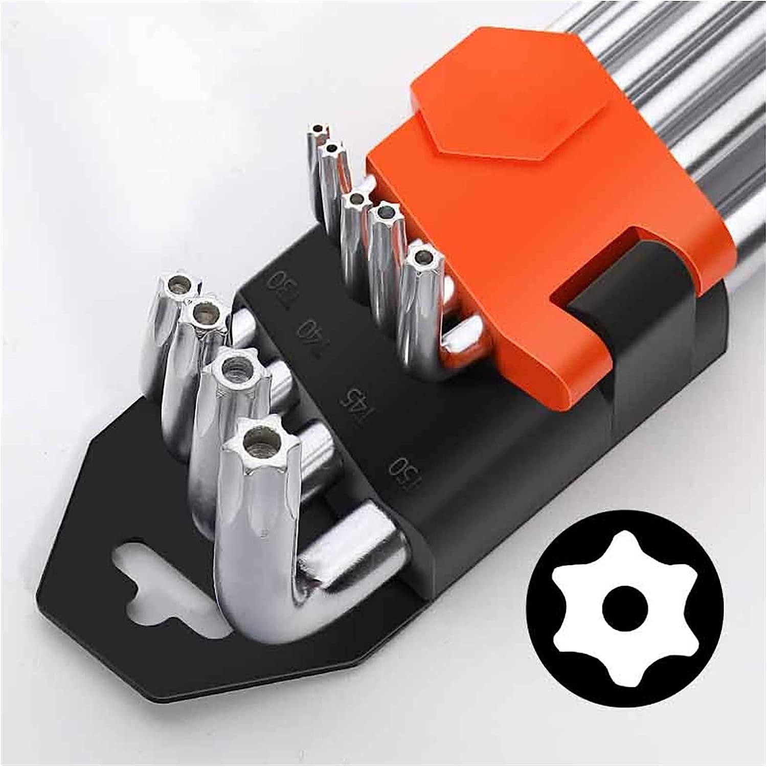 Llave hexagonal, 9 piezas Tuercas de tornillo en forma de L Llaves Bola Hexágono Torx Herramientas de reparación Juego de llaves Allen Llave hexagonal Llave ajustable Llaves portátiles(Silver)