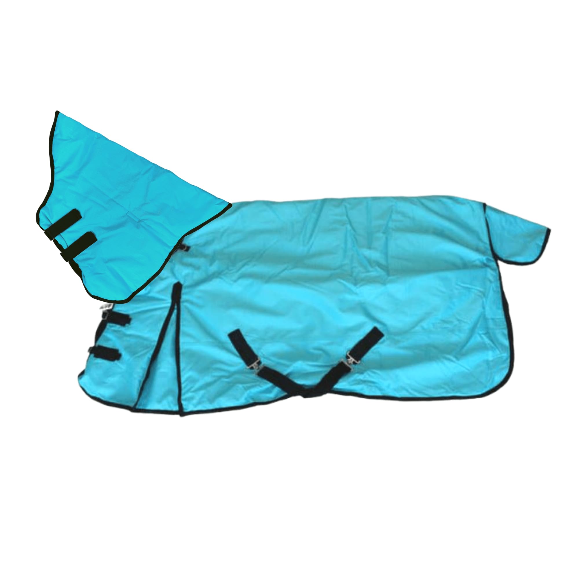 AJ Tack 1200D Waterproof Heavyweight Horse Blanket - 400g Fill, Fleece Collar, Shoulder Gussets & Tail Flap (Turquoise, 78")