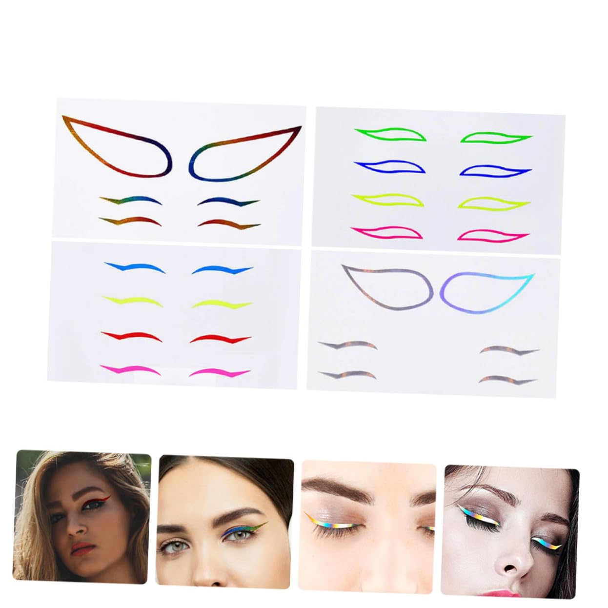 minkissy 20sets Adesivi Eyeliner Colorati Autoadesivi Per Makeup Professionale Leggeri e Portatili Per Eventi e Serate Speciali