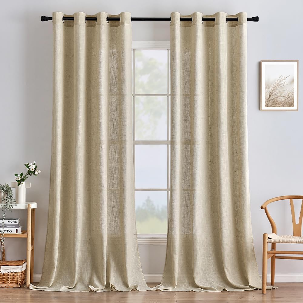 Lukery Tende In Tulle Per Interno 2 Pezzi, Grigio 140x260 Cm, Con Occhielli, Semitrasparenti Per Soggiorno E Camera - 2