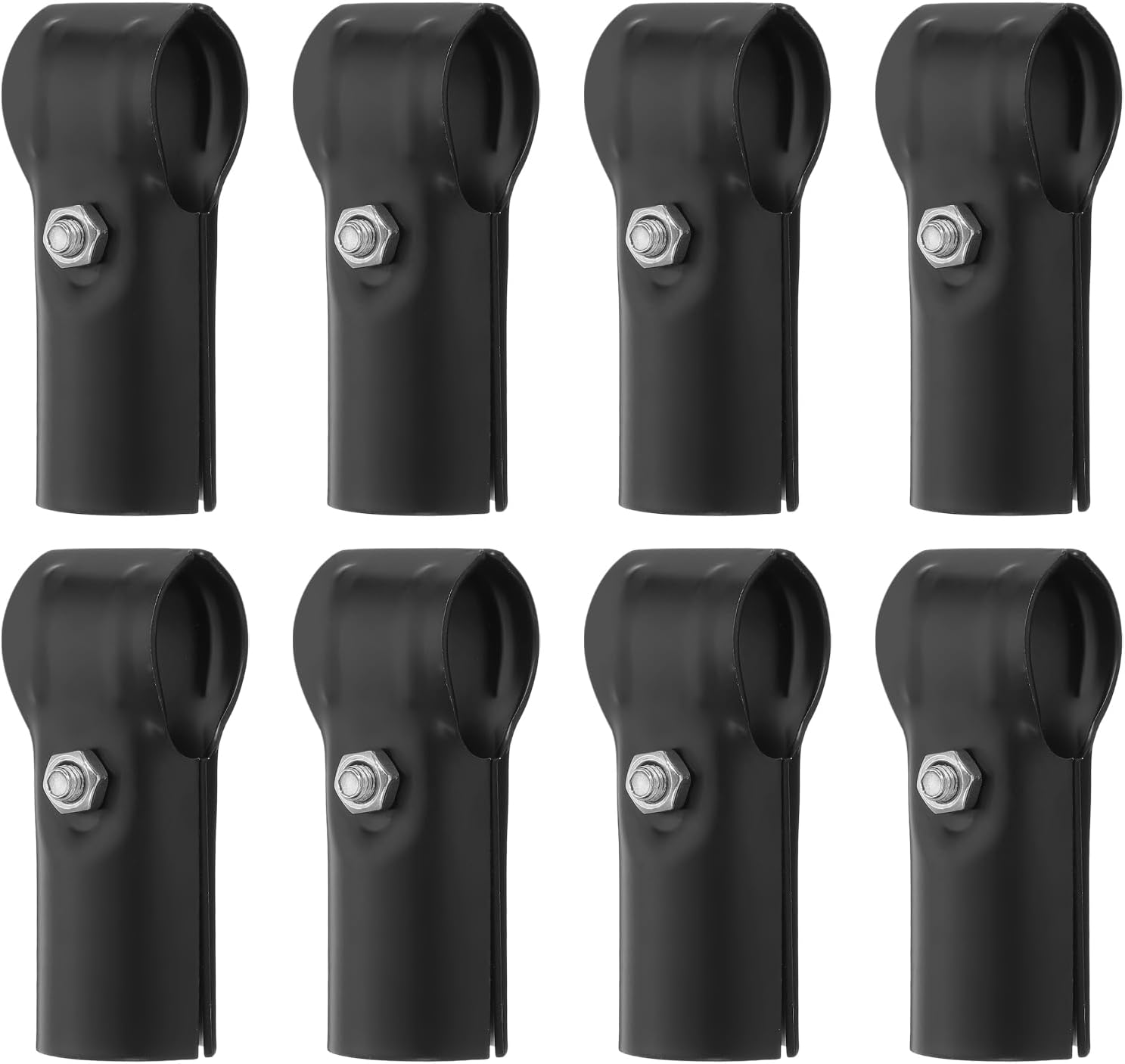 uxcell 12Pcs T Pipe Clamp Connector, Structural Pipe Connector Chain Link Fence Clamp Stainless Steel Corner Fitting End Rails Clamp Fit OD 1 Inch(25mm), Black