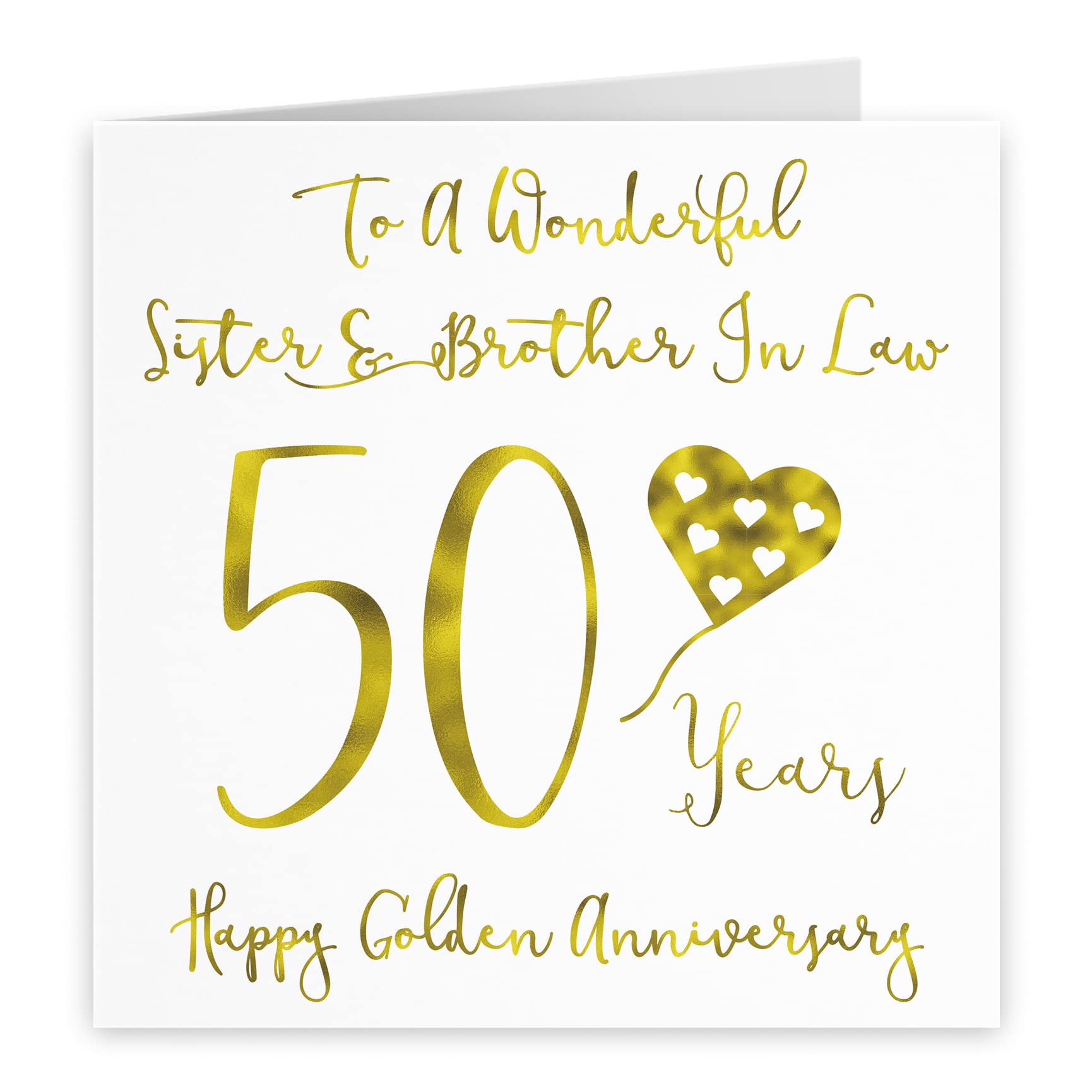 Hunts England, Large Sister And Brother In Law 50th Anniversary Card, To A Wonderful Sister & Brother In Law, 50 Years - Image 2