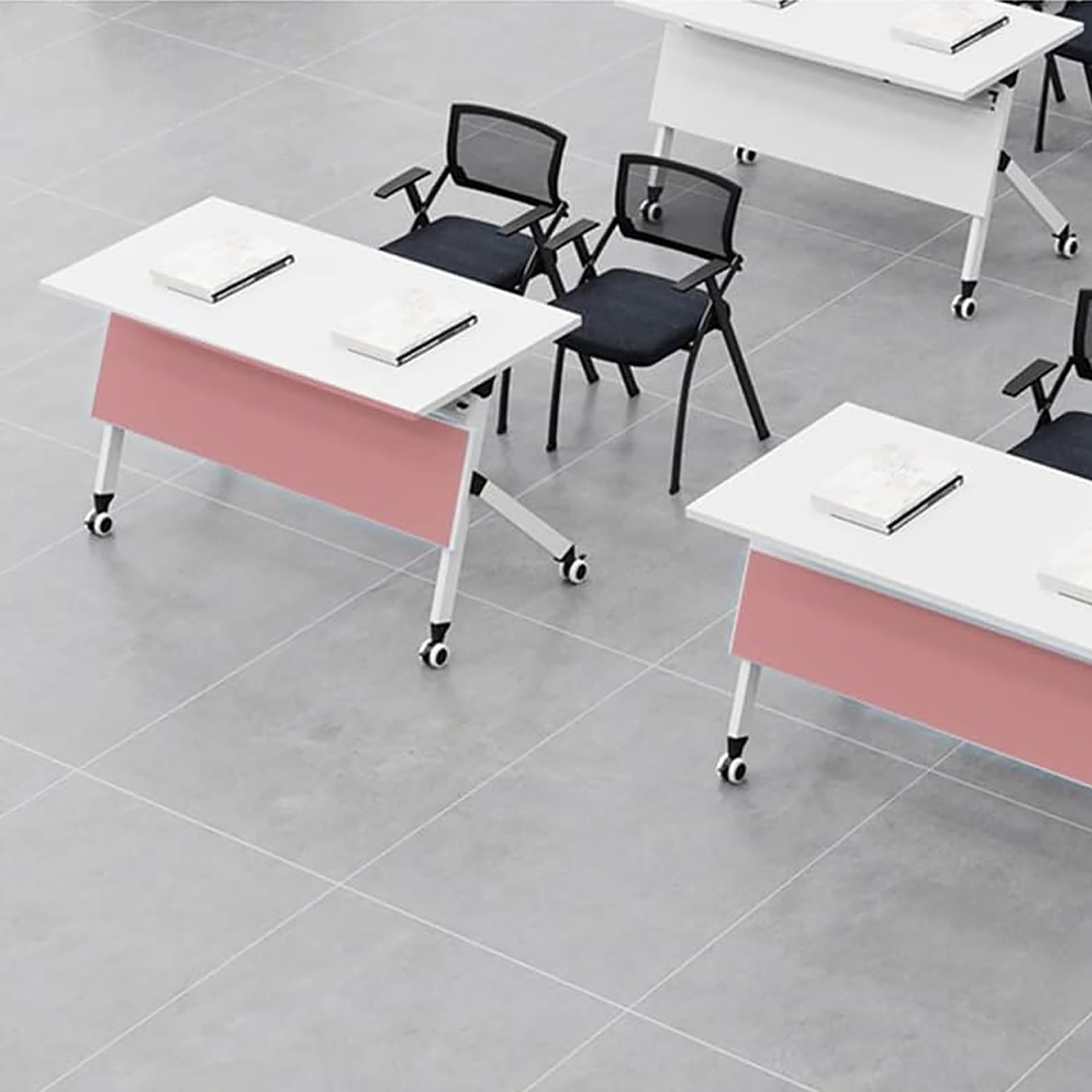 Tavolo da Formazione Mobile Bianco con Piano Ribaltabile e Ruote bloccabili - Soluzione Pieghevole per Sale riunioni, conferenze e spazi multimediali, 120x40x75 cm/47,2x15,7x29,5 Pollici