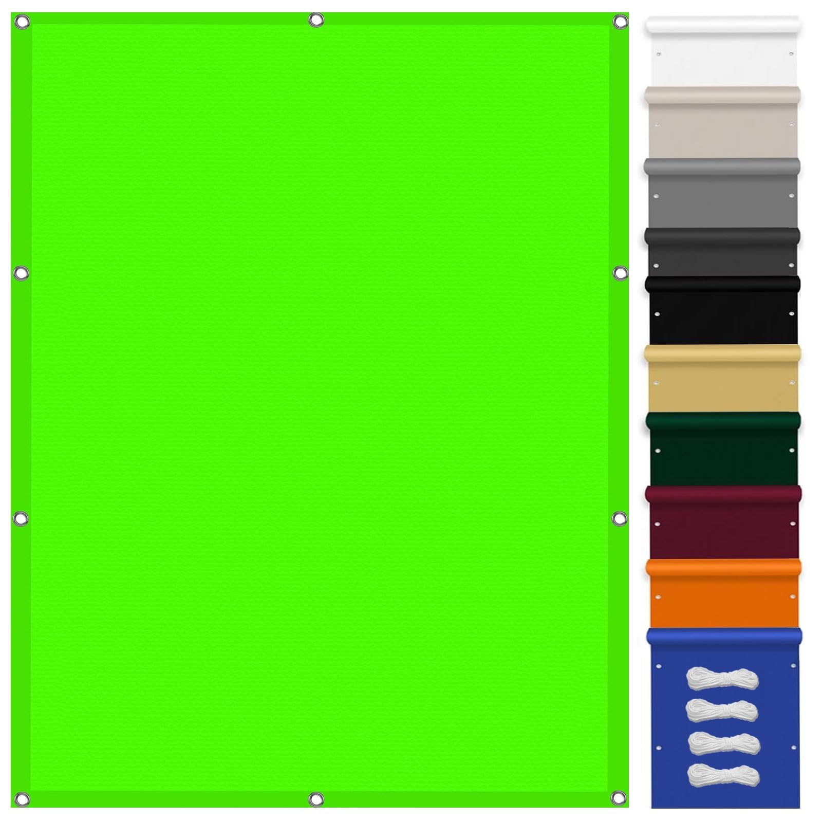 Voile d'ombrage imperméable et anti-UV 1.7x3m avec corde pour le jardin