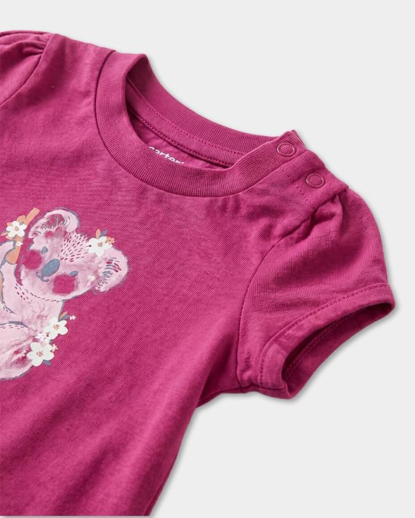 Image of Carter's Baby Girl 3-Pack Cotton Crew Neck T-Shirt with Assorted Prints