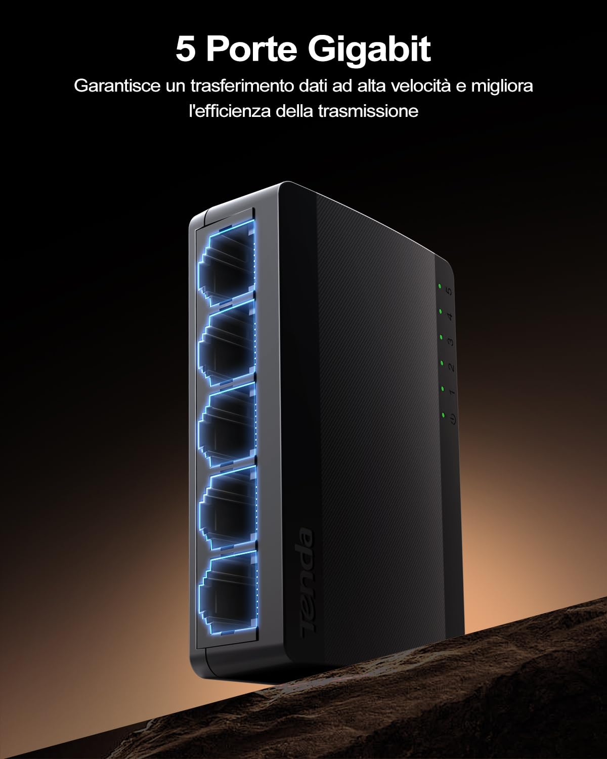 Tenda Switch Gigabit 5 Porte, Switch Ethernet 10/100/1000 Mbps, Switch di Rete con Indicatore LED, Plug & Play, Mini Formato, Montaggio Desktop o a Parete (SG105 V4.0)