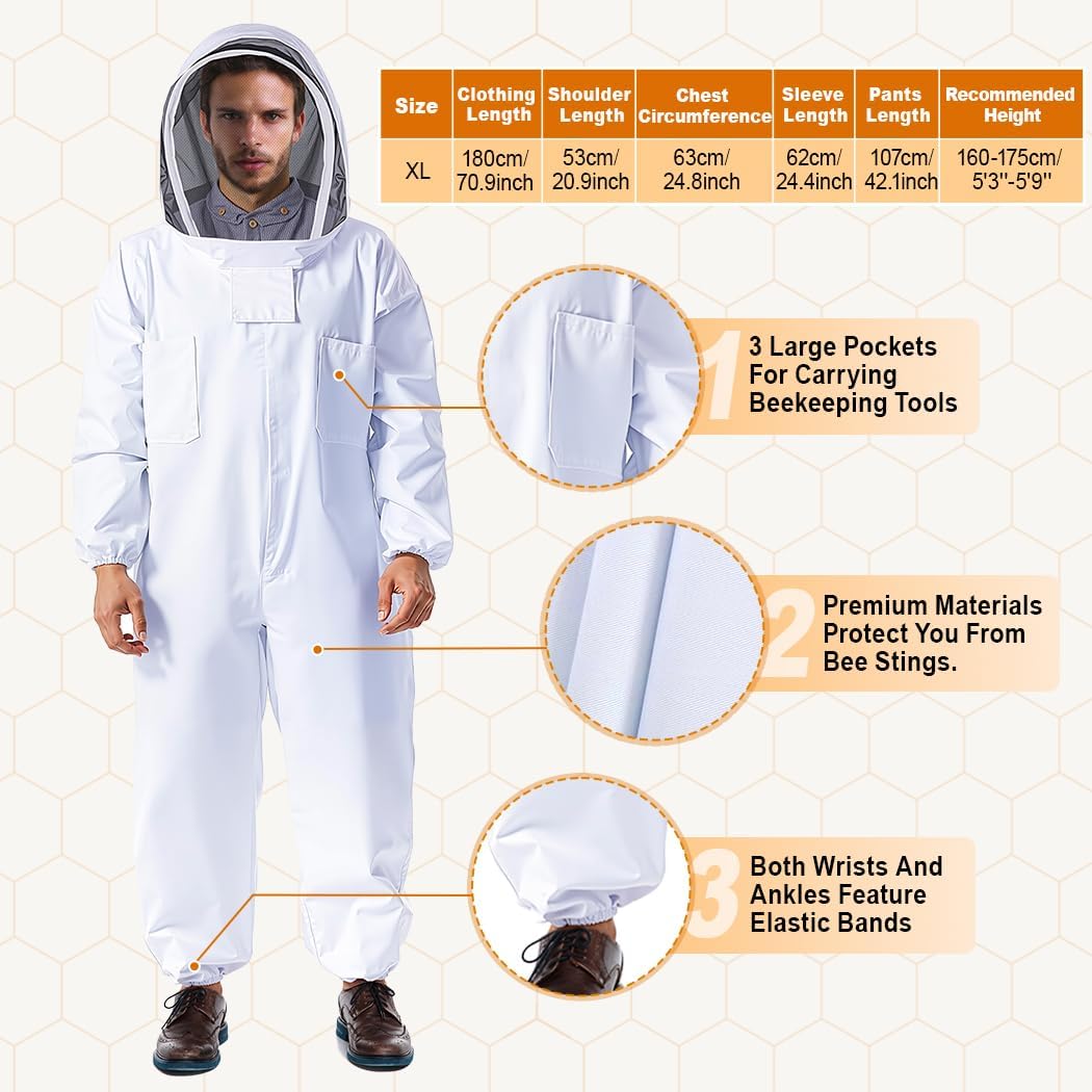 MayBee 10-Frame Beehive Starter Kit, Bee Hive Kit Dipped in 100% Beeswax, Bee Hives Boxes Starter Kit Includes Beekeeping Supplies Tool Kit and Bee Suit - Image 5