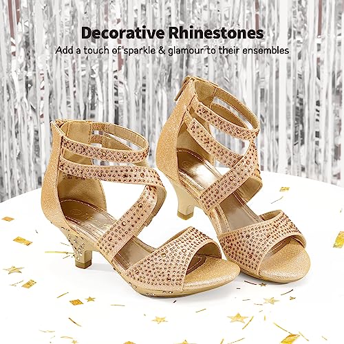 Image of DREAM PAIRS Girls Sandals Low Heel Dress Pump Sandals