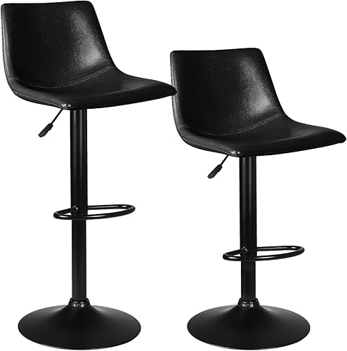 Miniatura 38 de LEMBERI Juego de 2 taburetes de bar, modernos taburetes de bar giratorios ajustables, altura de mostrador con respaldo, sillas de bar tapizadas de