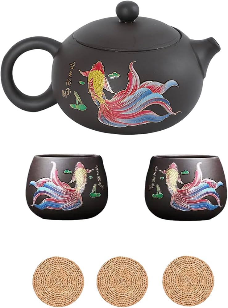 Amazon | 手作りのティーポットセット、色が変わる紫色の粘土急須、1