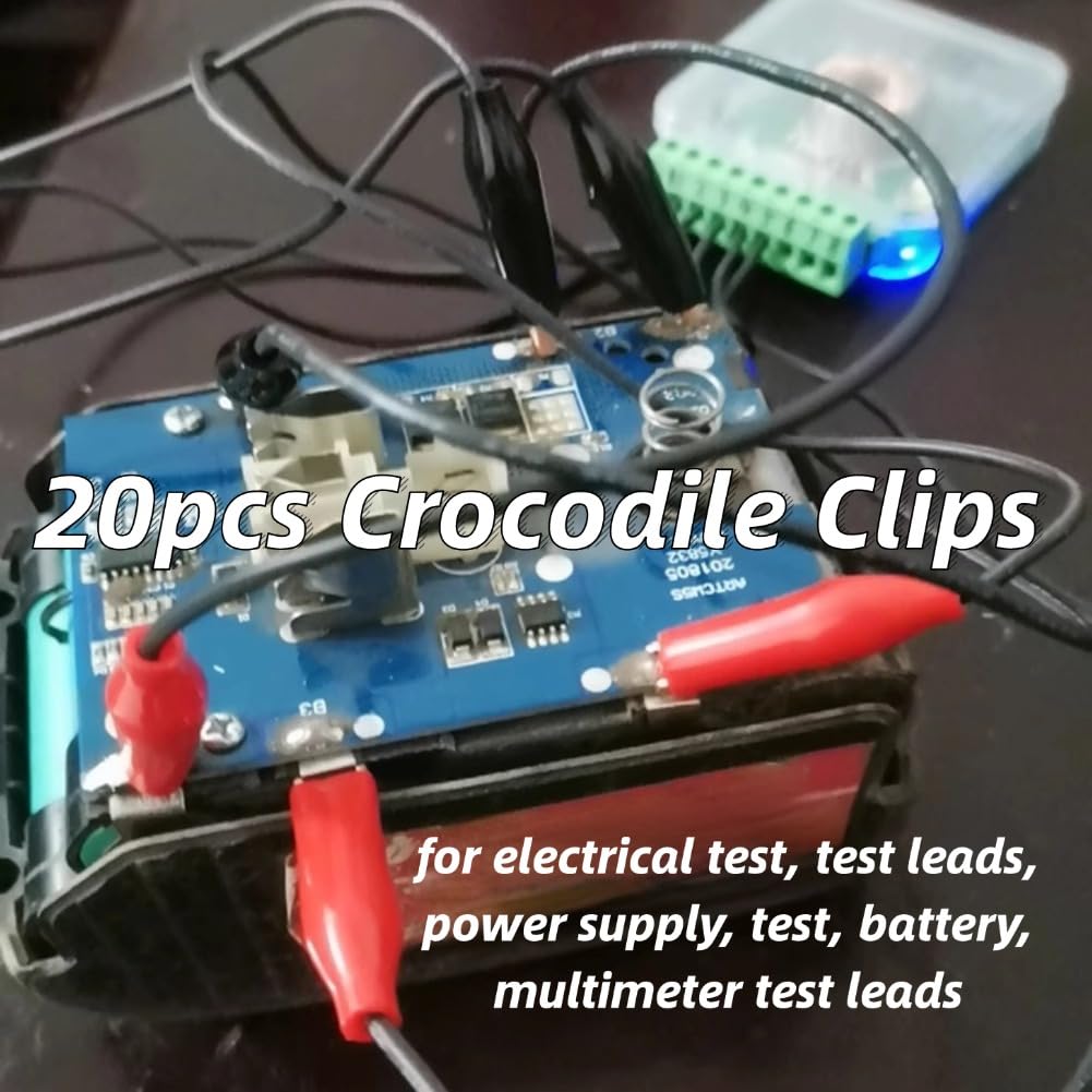 20pcs 28mm Abrazadera Eléctrica Del Cocodrilo, Pinzas De Clip De Cocodrilo Prueba De La Prueba Metel Con La Cubierta De Aislamiento Protectora