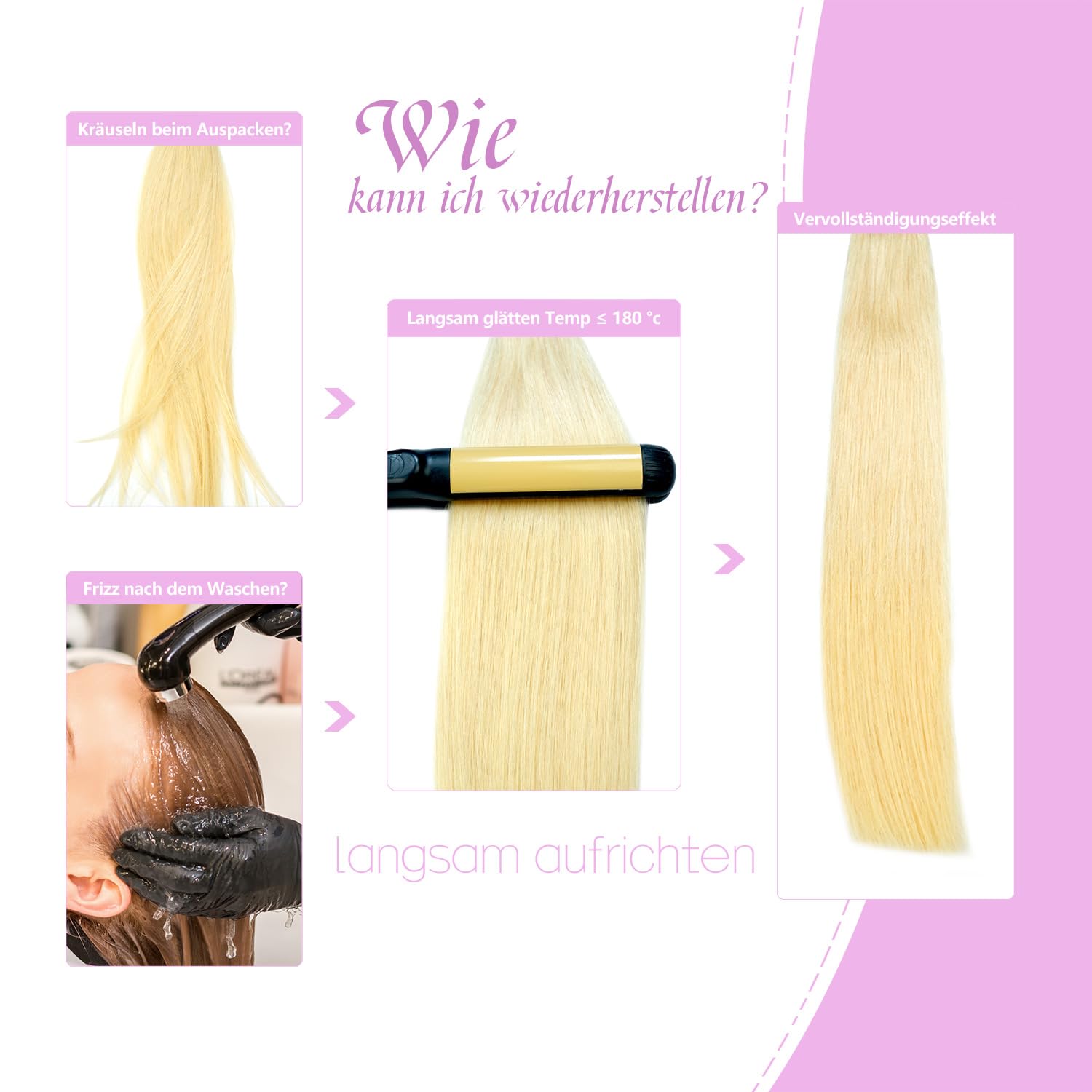Tape Extensions Echthaar Gebleichtes Blond 60cm, 20Stück, 50g/Packung, Salon-Klasse Qualität, Einfaches und Angenehmes Tragen für Junge Frauen (Gebleichtes Blond, 60 cm)