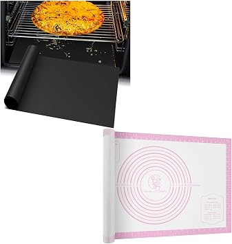 Oven Liners for Bottom of Oven + Silicone Pastry Baking Mat with Measurement