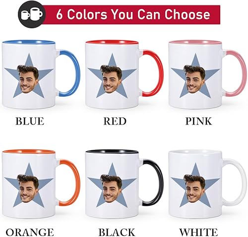 Miniatura 6 de Tazas de café personalizadas con cara de estrella, taza de cara de oficina personalizada, taza de oficina personalizada con imagen, cara, imagen,