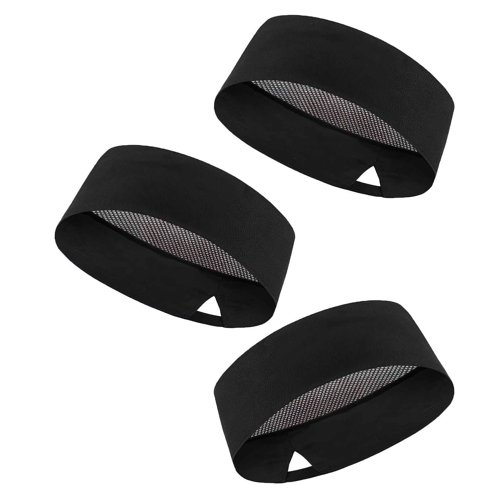 Lot de 3 chapeaux de chef noirs avec maille respirante, chapeau de cuisine réglable pour cuisine, salle à manger, Noir , 49