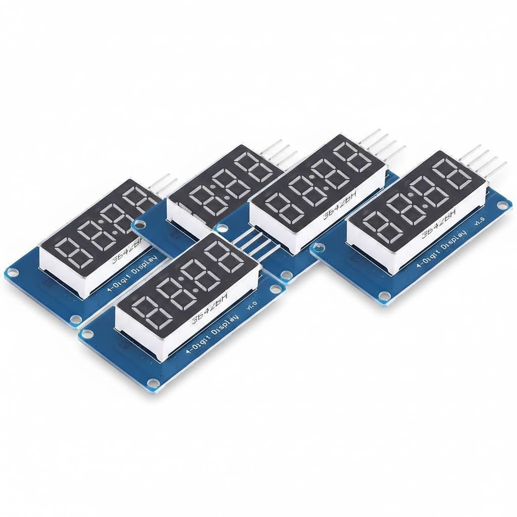 4-Digit Tube LED 7 Segment Display Module Red Common Anode TM1637 Drive Chip Tube Clock Display for Arduno (Pack of 5)-picture-16