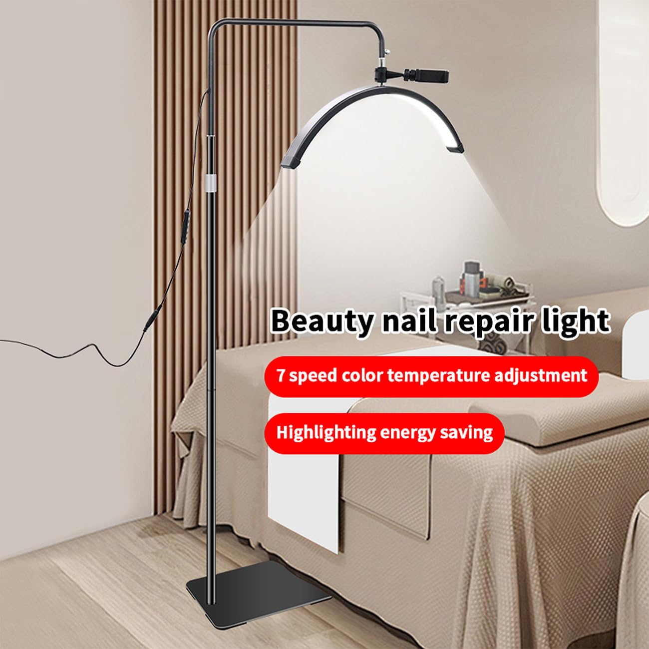 ayex LED Beauty Standleuchte 24 Zoll Lichtbogen für Kosmetik, Wimpern & Tattoo schwarz M6X
