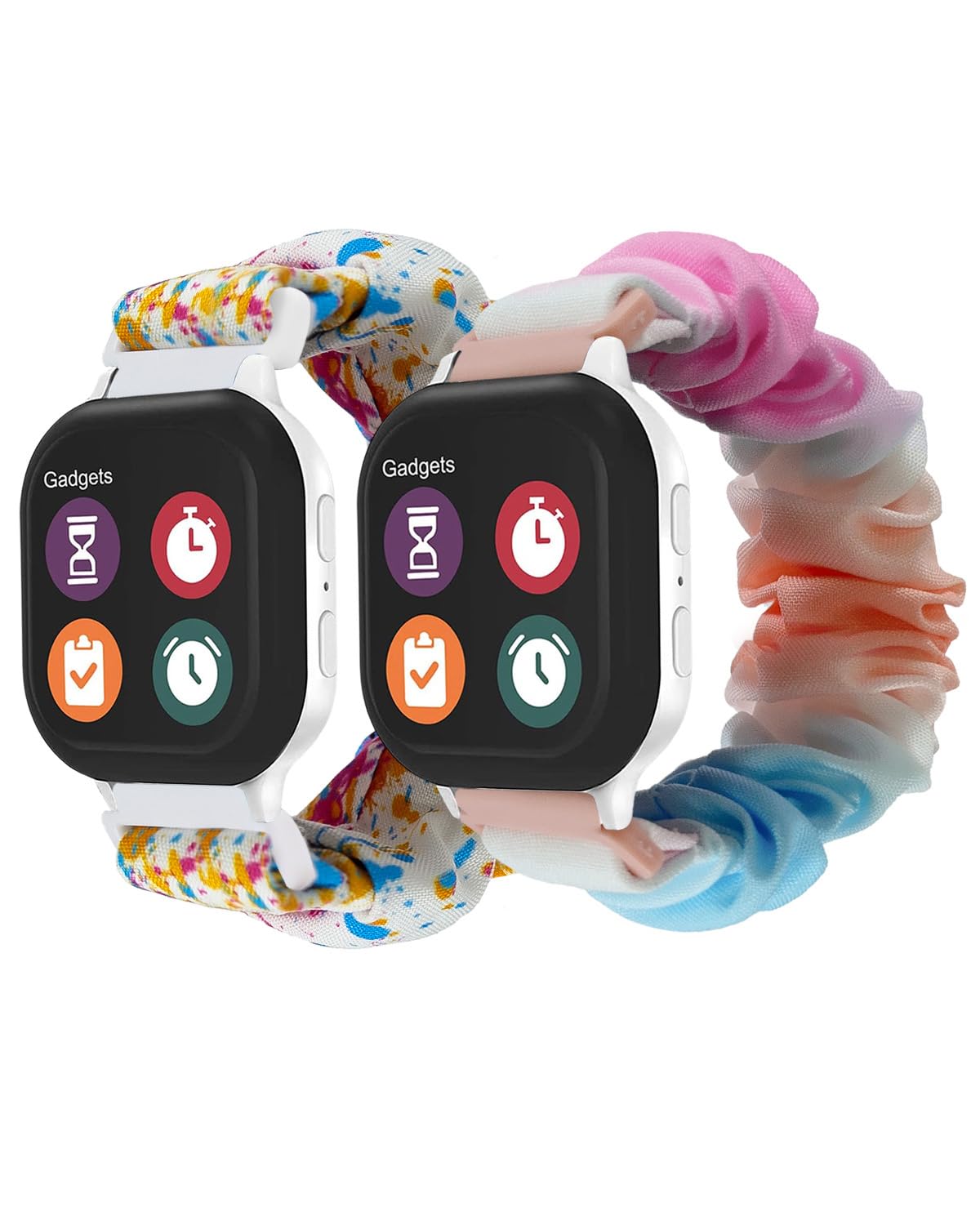 NewJourney Scrunchie Band Compatible with AT T amiGO Jr Watch Cute Printed Stretchy Solo Loop Band Replacement