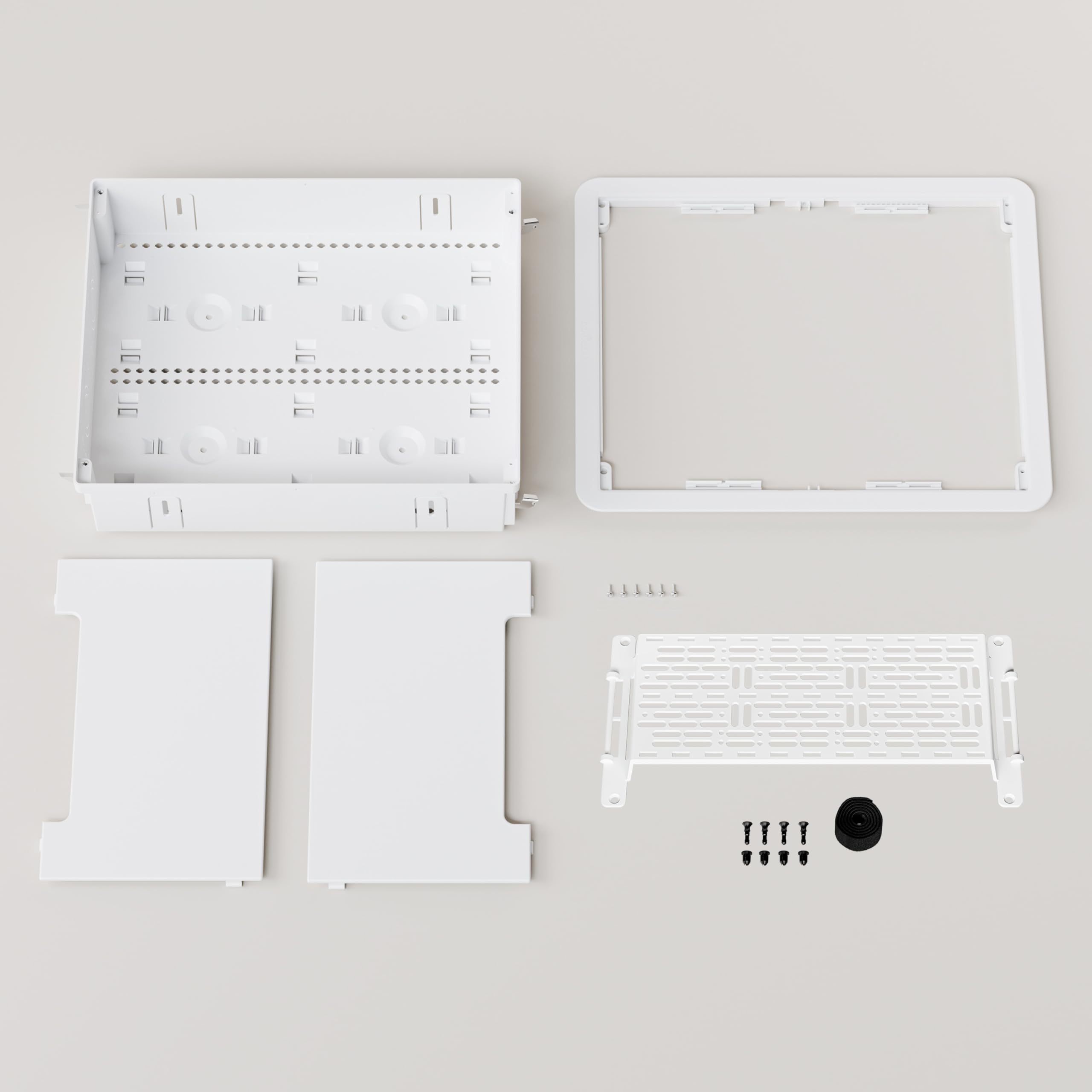 On-Q Legrand ENP1705NAV1 - Recinto Multimedia de 17 Pulgadas, Organizador de Cables de Pared, Panel de Red doméstica de Doble propósito para Almacenamiento de Dispositivos, Caja Multimedia, Blanco,