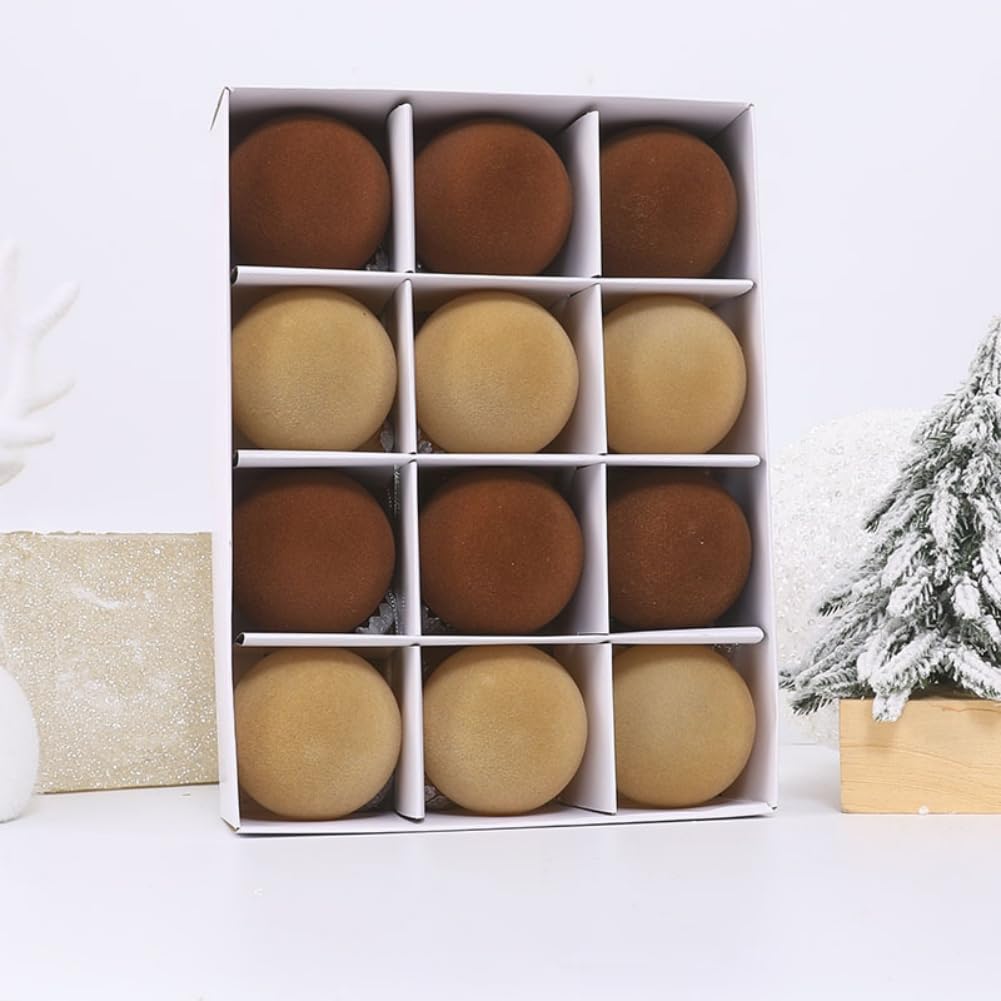 Kerstboomversieringen, Fluwelen Ballen, 12 Stuks Gevlokte Decoratieballen Ornamentensets Voor Kerstmis 2025 Groen Exclusief Voor Kerstmis