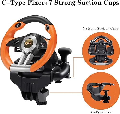 Miniatura 4 de PXN V3II Gaming Racing Wheel with Pedal PC Steering Wheel 180 Degree steering Wheel for PC, PS3, PS4,Xbox One, Xbox Series XS,N-Switch (orange)