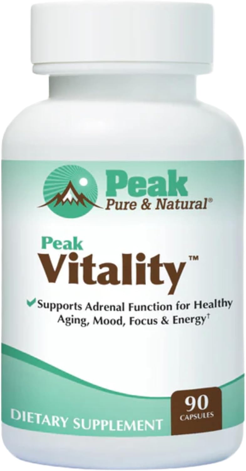 Peak Vitality Adrenal Support Supplement - Boswellia, Holy Basil, L-Theanine and Ashwagandha Supplement - Adaptogens for Mood, Natural Cortisol Support (90 Capsules)