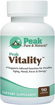 Peak Vitality Adrenal Support Supplement - Boswellia, Holy Basil, L-Theanine and Ashwagandha Supplement - Adaptogens for Mood, Natural Cortisol Support 90 Capsules