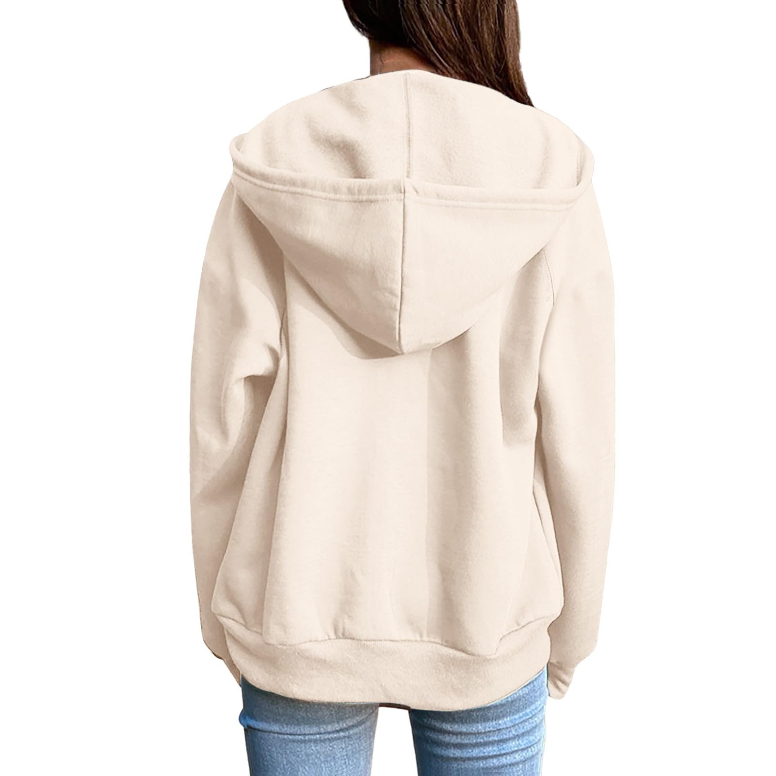 Hoodie Damen Sweatjacke - Kapuzenjacke Herbst Winter Lang Sweatshirt Kapuzenpullover Mit Kapuze Reißverschluss Mantel Oversize Freizeit Sport Langarmshirt Pullover Mode Y2K Hoody Retro Oberteil,S-3XL