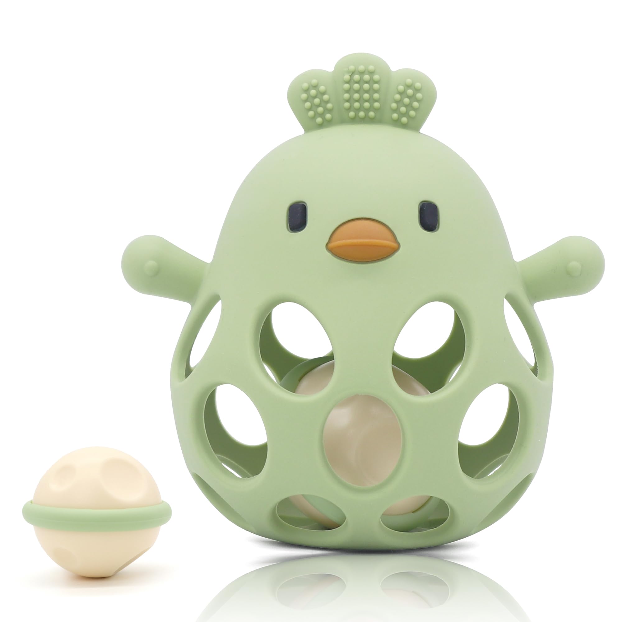 farout Montessori Beißring & Rassel für Babys - Sensorik Spielzeug ab 0 Monate, Zahnungshilfe & Greifball - Geschenk für Jungen & Mädchen