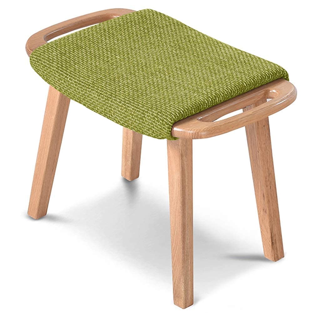Pouf et repose-pieds tabouret tissu coton bois massif vert