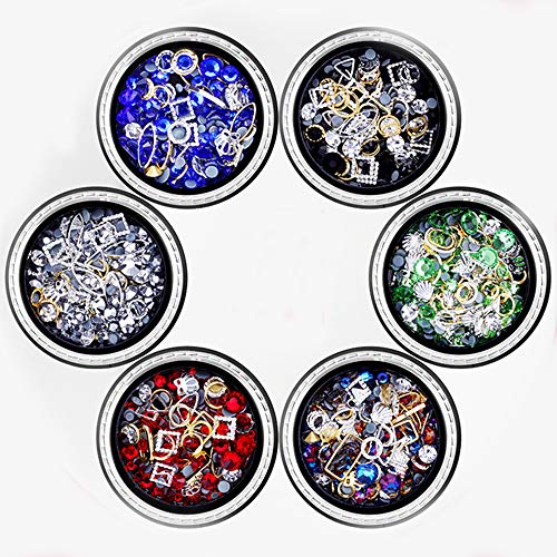 Nail Art Decals Decoration Accessories 6 Wheels Nails Mixed Studs Rhinestones Diamonds Crystals Beads Gems Pearl Gemstone Design DIY Nail Art Decals for Women