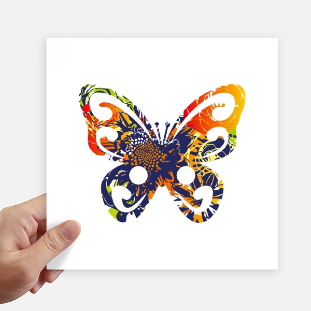 Autocollant carré multicolore de 20 cm avec motif papillon graffiti pour customisation durable