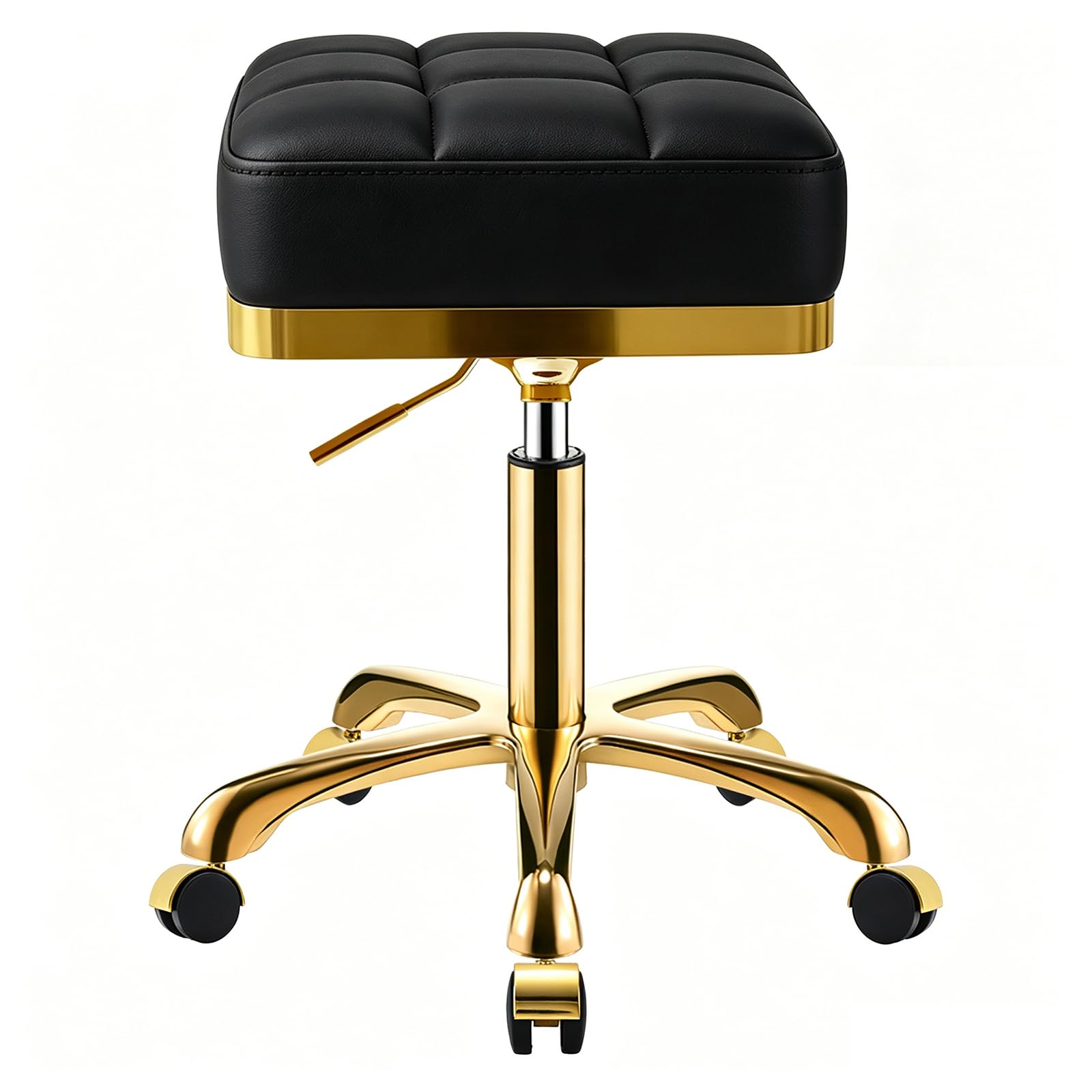 Cuadrado Taburete con Ruedas (Negro Dorado, Sin Respaldo)