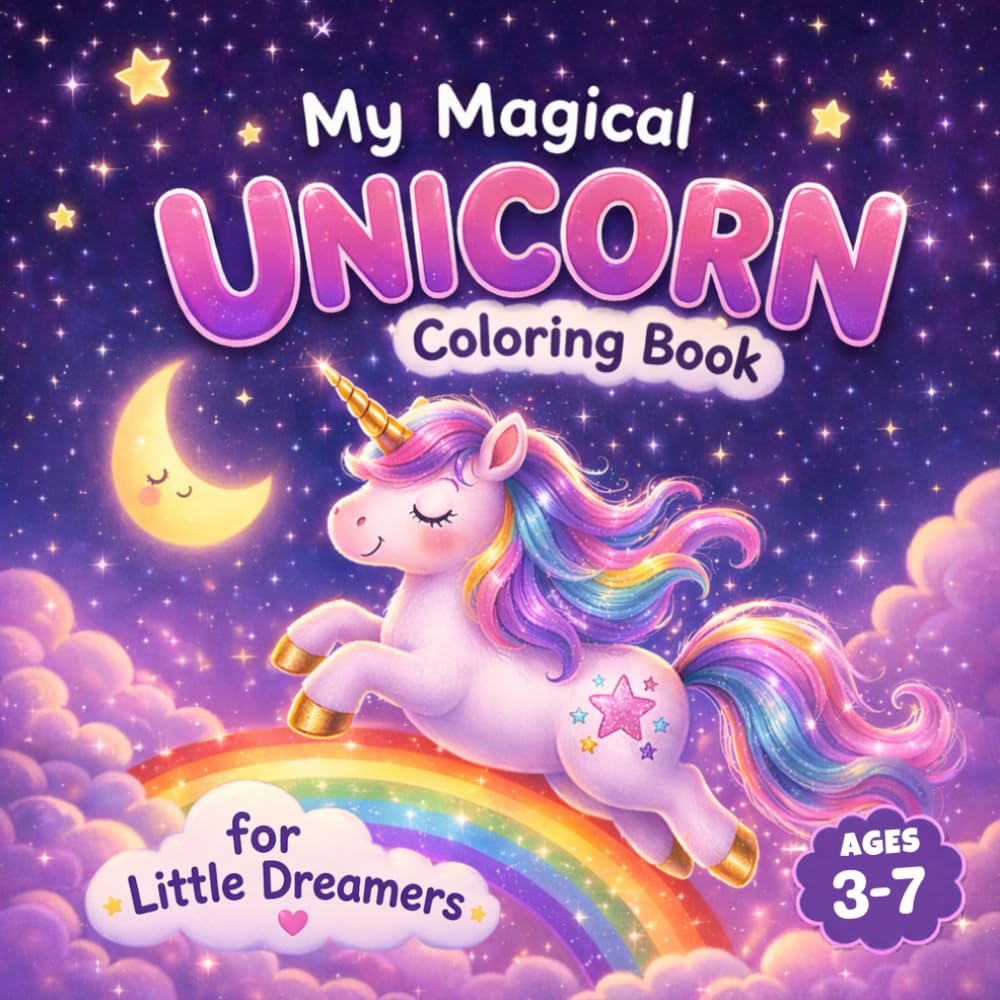 My Magical Unicorn Coloring Book for Little Dreamers: 45 Cute and Easy Unicorn Coloring Pages for Kids Ages 3–7