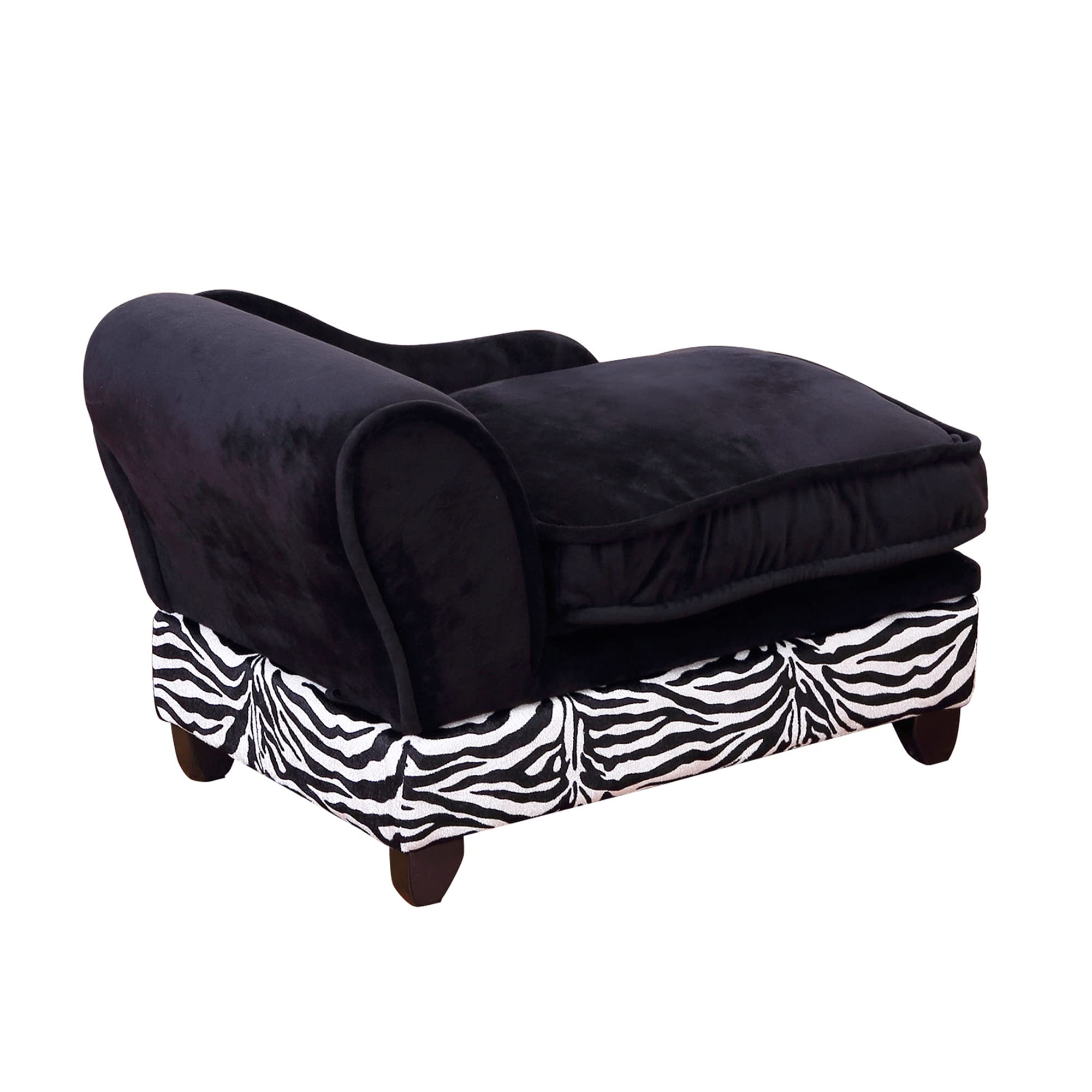 PawHut Divano per Animali Domestici con Vano Portaoggetti, Nero e Bianco, 57x34x36cm