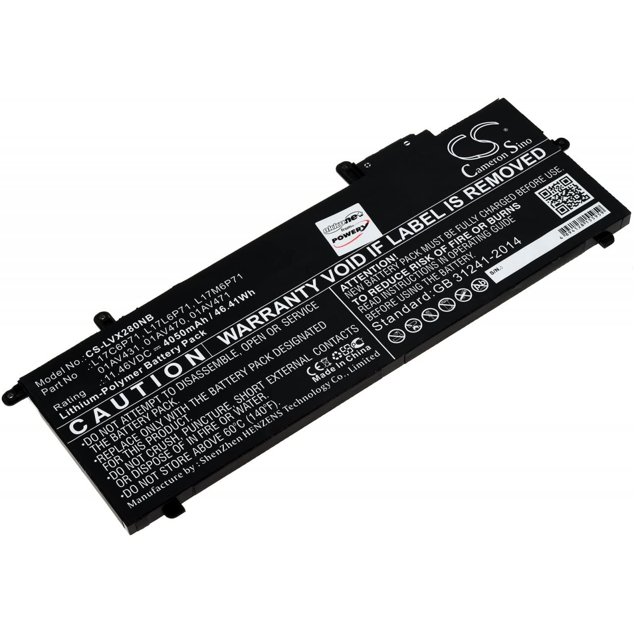 Powery Batería Compatible con Lenovo Modelo SB10K97617, 11,46V, Li-Polymer