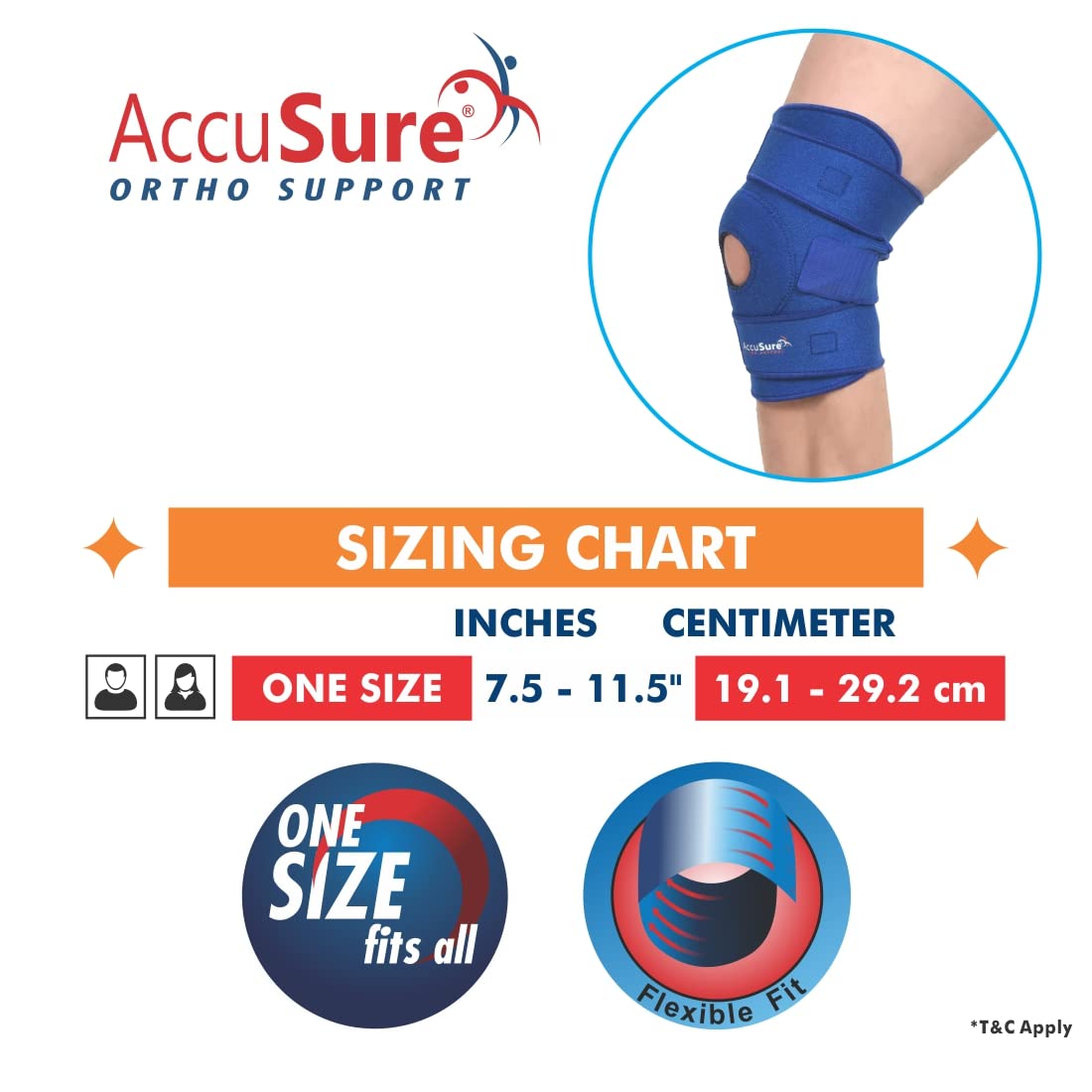 AccuSure neoprene Open Patella Knee Support For Men & Women 2
