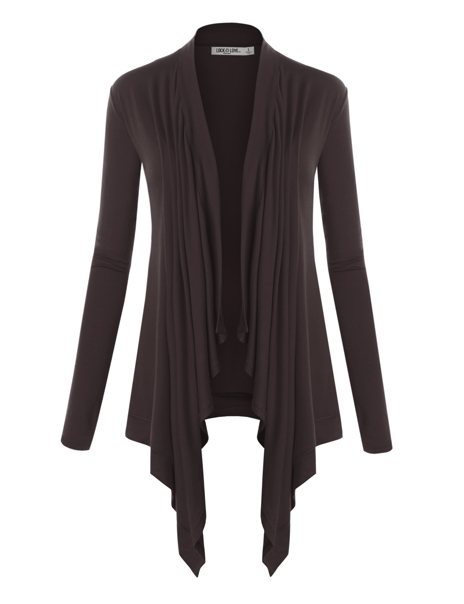 Lock and Love Women's Draped Open Front Cardigan – Lightweight Long Sleeve Asymmetrical Hem Soft Casual Duster Cover Up