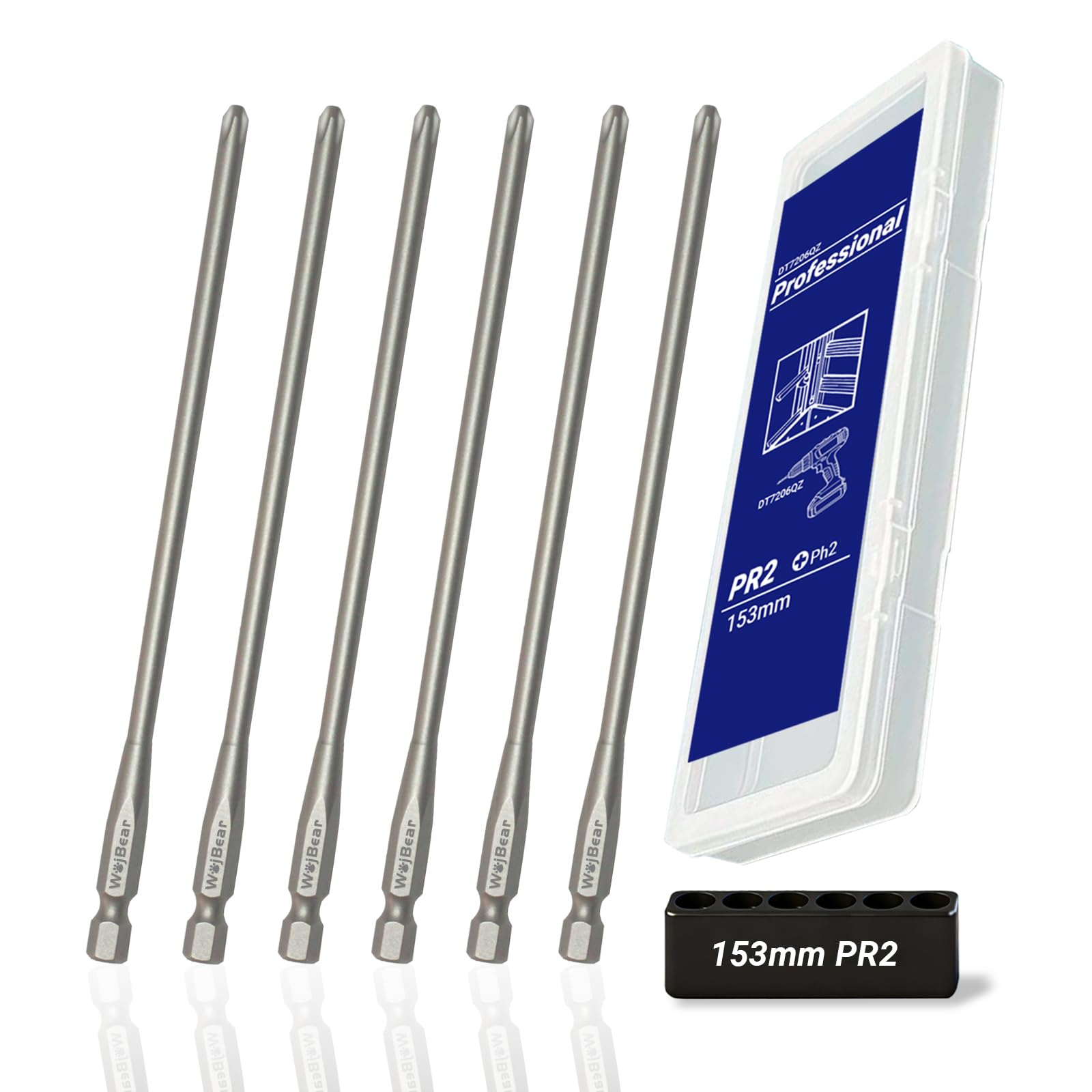 WojBear 6 PCS 153mm PH2 Dry Wall Screwdriver Bit Compatible with Dewalt DCF6201 — image 1