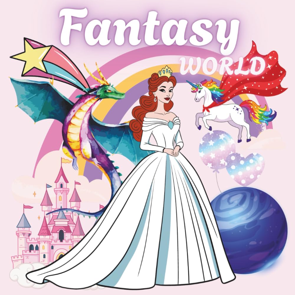 FANTASY WORLD: Colouring Book for Kids