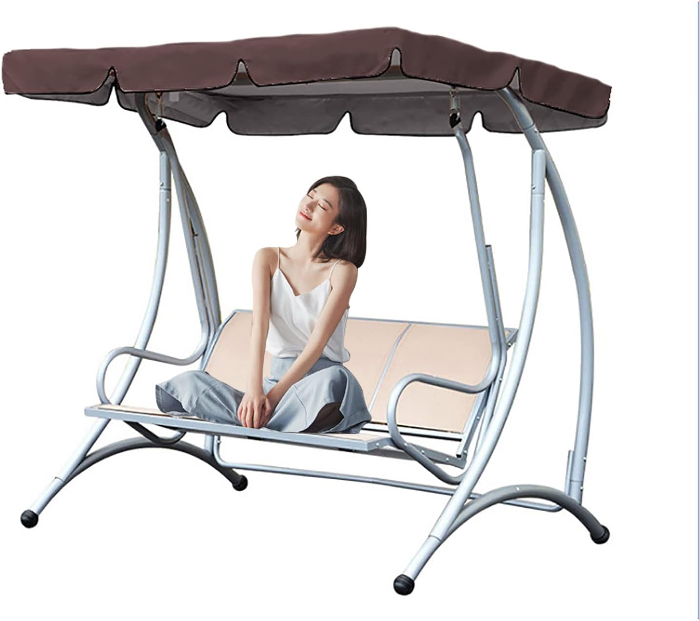 Outdoor Hammock Replacement Cover, 210d Ox Fabric Waterproof, Uv Protection Swing Cover, Garden Furniture Accessories, Scalloped Edge Design (Coffee 98x73x7inch/249x185x18cm)