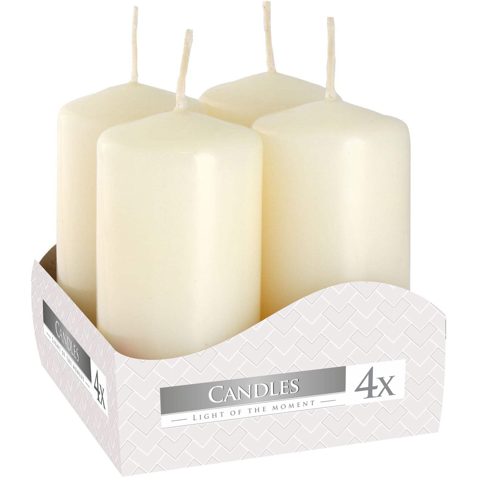 Bispol Unisex Ivory 3 X Set Of 4 Pillar Candles 40 X 80 Mm