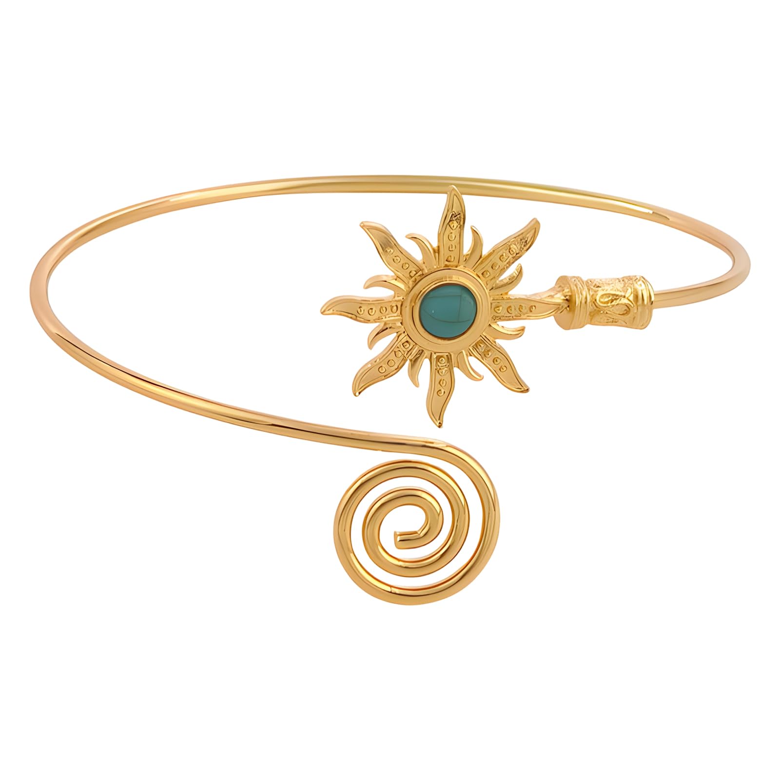bharatbazaar Arm Cuff Jewellery for Women, Green Evil Eye Vintage Style Adjustable Hand Cuff Bracelet for Woman, Fashion Armlet for Women, Alloy Arm Bracelet for Woman-picture-22
