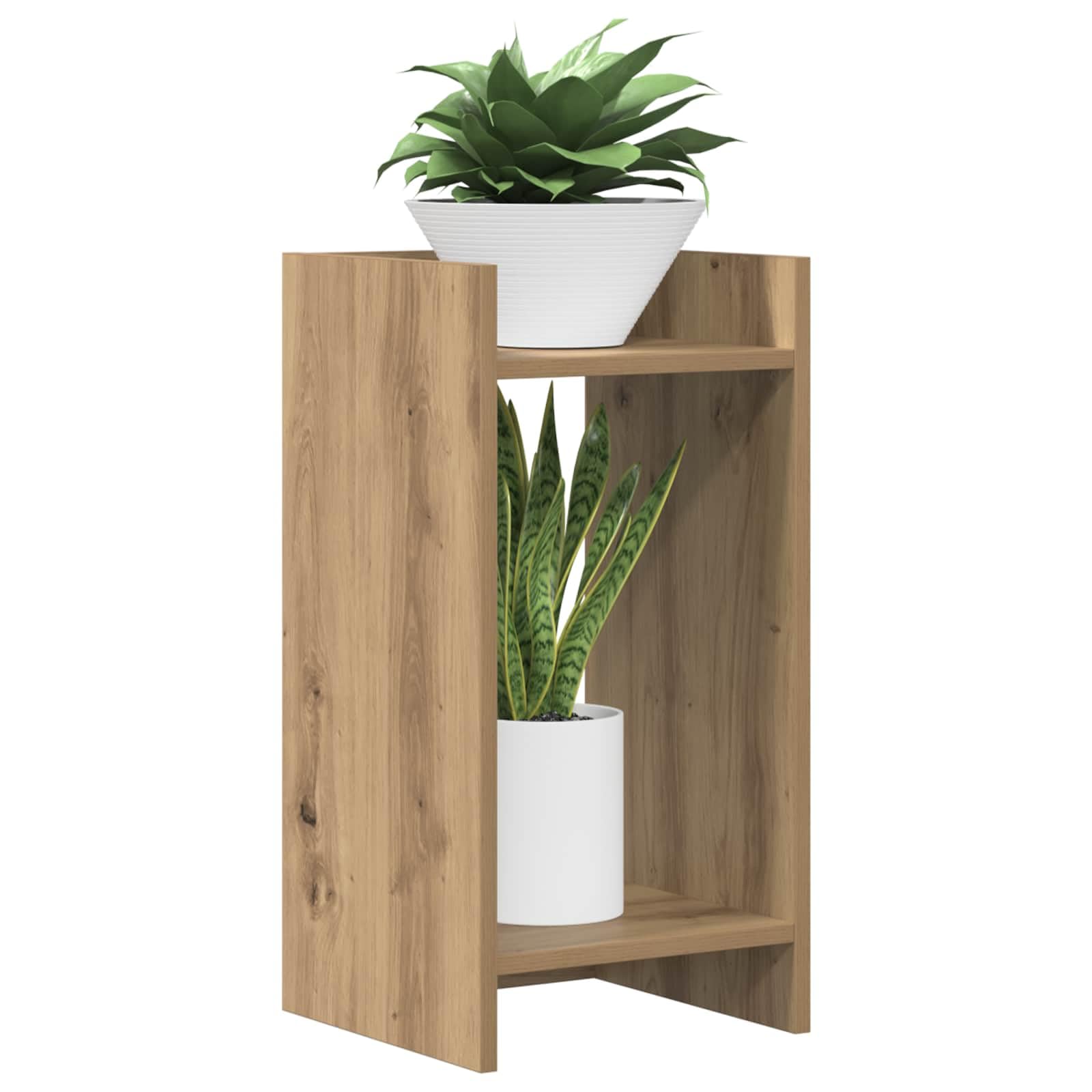Pflanzenständer Artisan-Eiche Holzwerkstoff 30 x 30 x 60 cm mit 2 Regalen platzsparend für Zimmerpflanzen Blumentopf Dekoration Indoor und Balkon