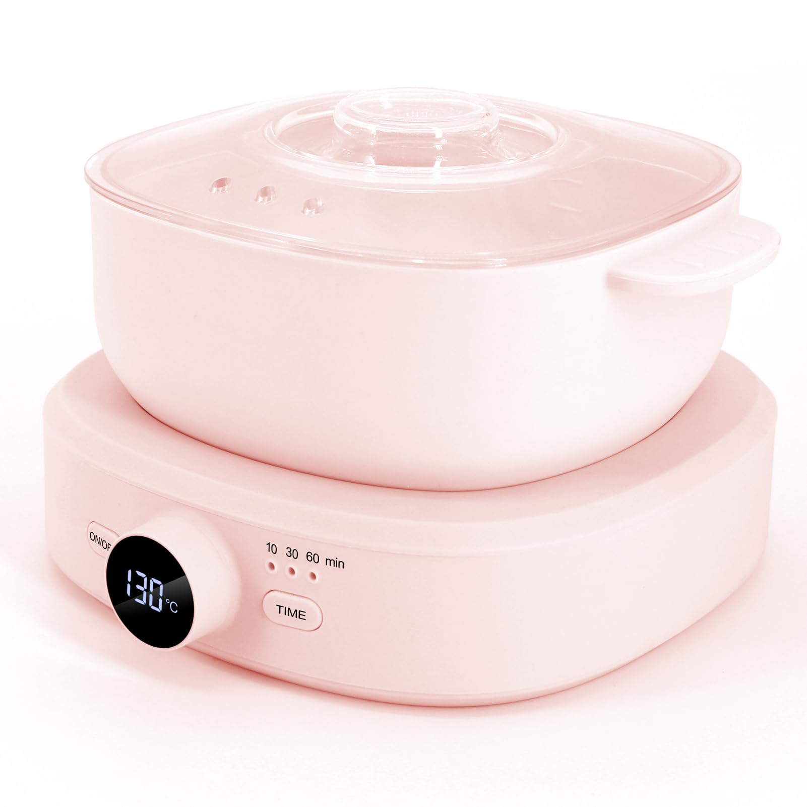 Riscaldatore per cera, depilazione professionale, temperatura regolabile, macchina per cera, depilazione, dispositivo per cera, con temporizzatore, per tutte le perle di cera calda (rosa)