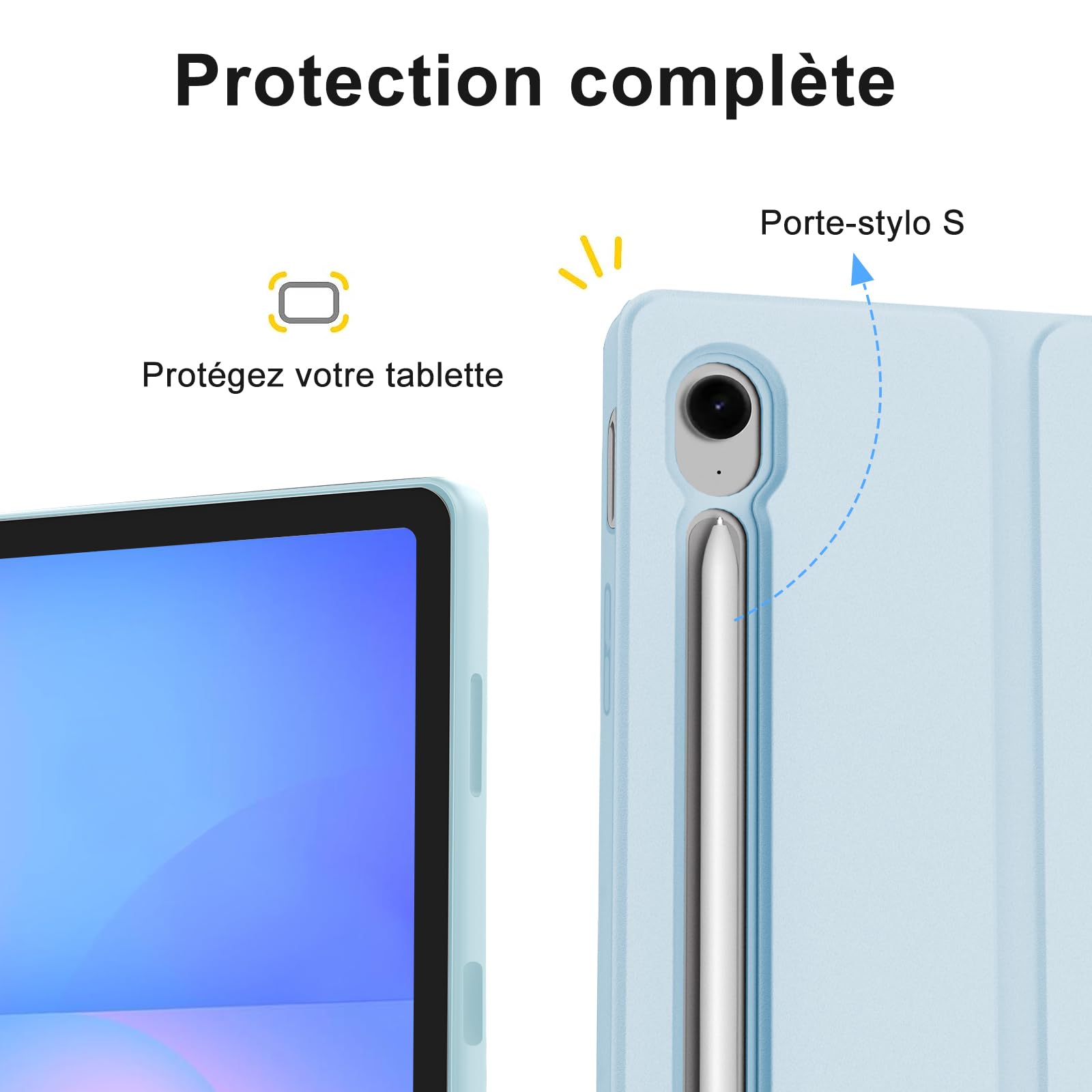 Coque Clavier pour Samsung Galaxy Tab S10 FE+ 13.1" 2025 - AZERTY Français Rétroéclairé Clavier Détachable sans Fil Bluetooth, Étui avec S-Pen fente pour stylo pour Tab S10 FE Plus, Bleu clair