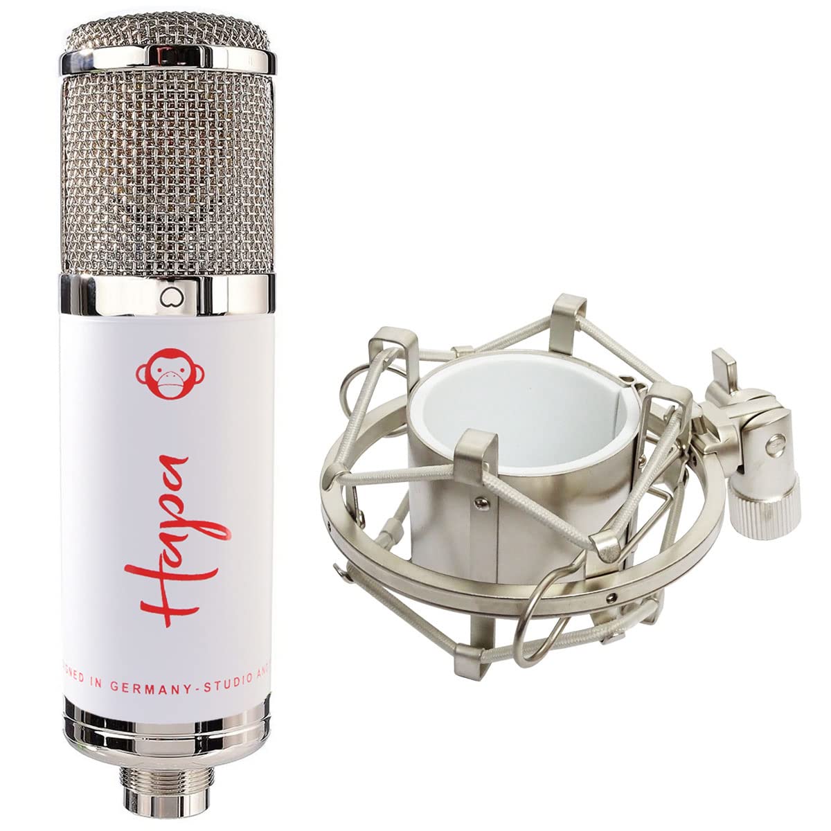 Monkey Banana Hapa USB-Mikrofon Weiss + keepdrum Gelenkarm-Stativ Weiss