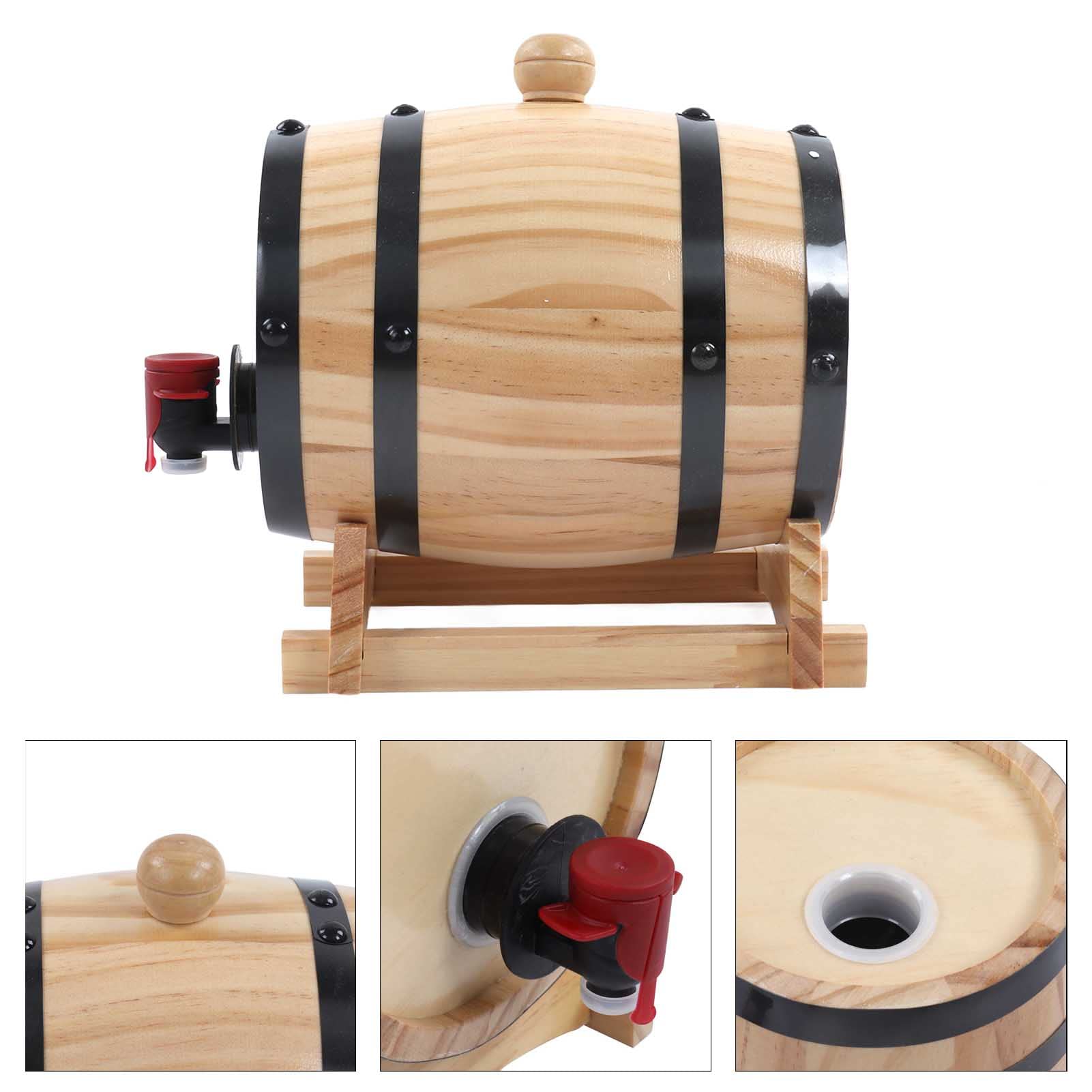 Botte de Vino, 1/3/5 L Barili di Pino Barrels Whiskey Barrel Dispenser per Bar Catering Barbecue Shop, Fusto di Birra Decorativo con Rubinetto Facile da Versare, Bevande Alcoliche (5L)