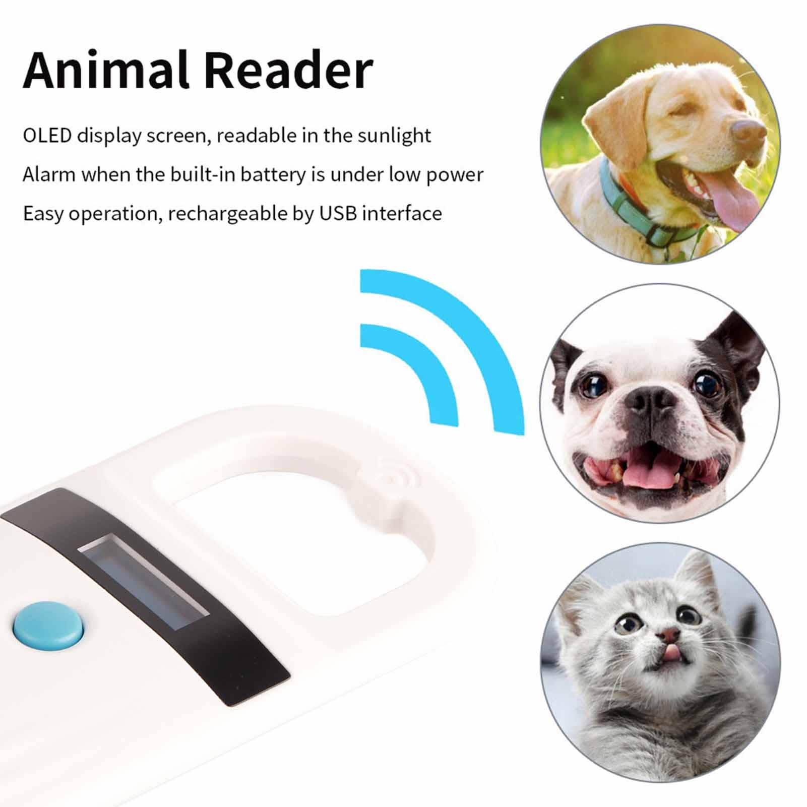 Lector de Microchip Lector de Chips para Perros 18 × 9 × 4 Recargable Animal Chip ID Scanner Microchip Scanner Pet Tag Scanner